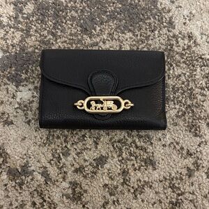 Black Leather Wallet with Gold Accent